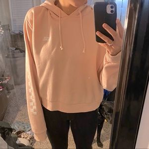 Light Pink CROPPED Vans Hoodie w/ Checkerboard